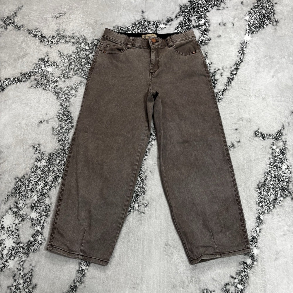 Democracy Ab Technology Wide Leg Jeans Size 8 Gray Brown Wash Stretch Denim